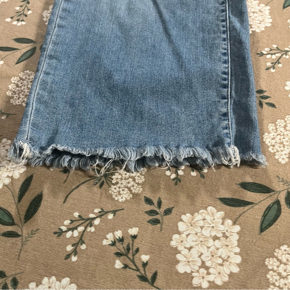 Uniqlo Blue Raw Hem Jeans 26 Straight Leg Distressed Y2K Preppy Bohemian - Picture 4 of 10